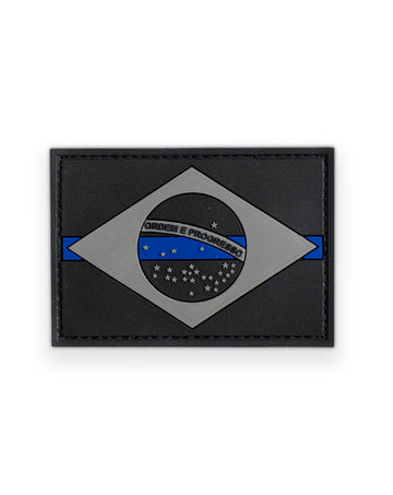Patch Invictus Bandeira Brasil Faixa Azul