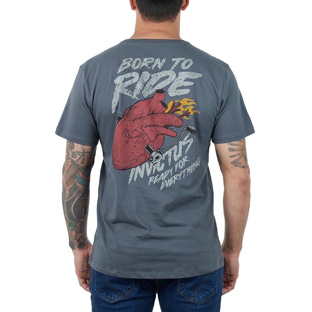 T-SHIRT INVICTUS MOTORCYCLE BORN TO RIDE GRAFITE
