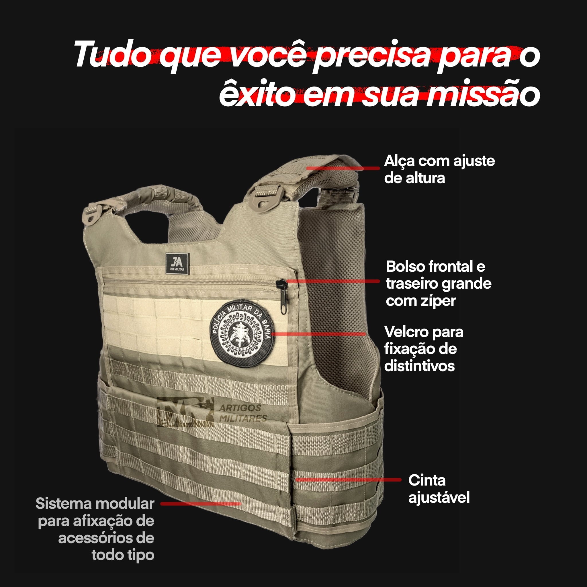 Combo Capa de Colete JA Padrão PMBA (P) + Bolso + Porta SMT