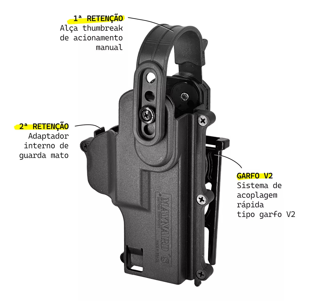 KIT Coldre Maynards V2 Curto Gaveta Suporte Cintura Com Fita