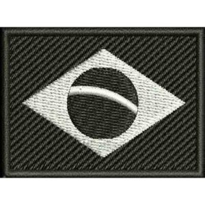 Patch Bordado Bandeira do Brasil (Escala de Cinza)